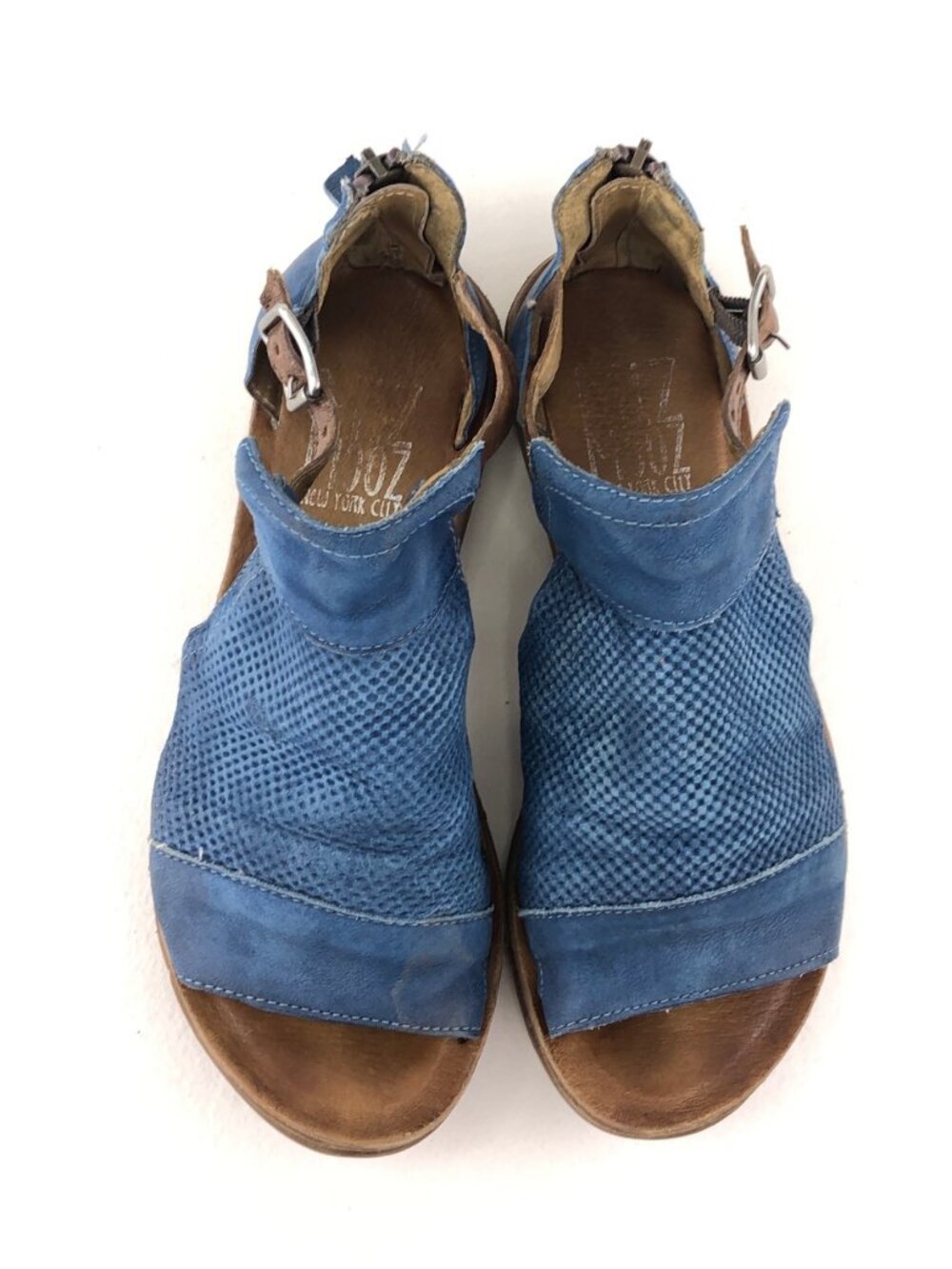 Miz Mooz Fiona Blue Leather Sandals - Picture 13 of 14